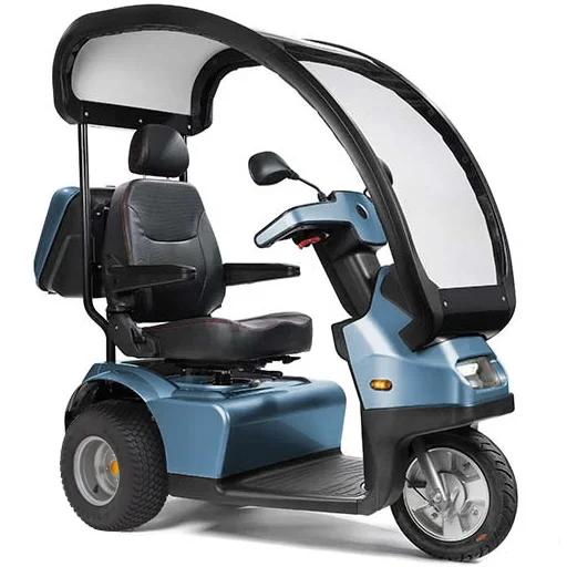 Blue Afiscooter S3 Mobility Scooter with Canopy and Golf Tire