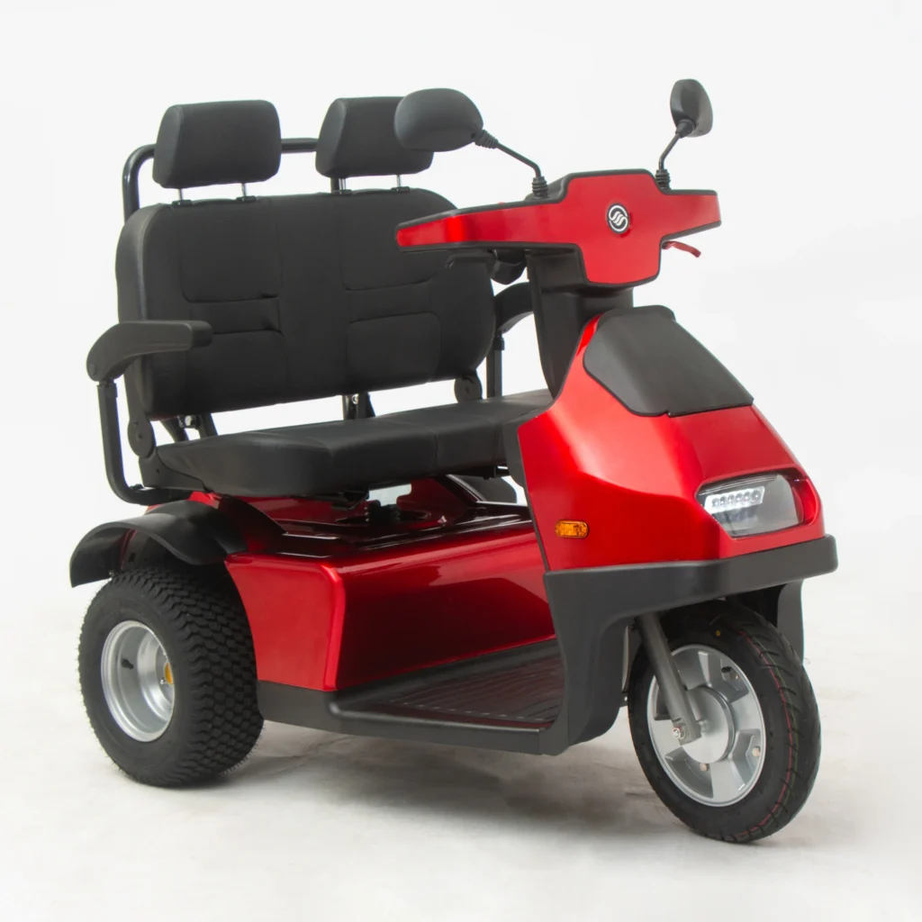 Red Afiscooter S3 Dual Seat Mobility Scooter with Golf Tires