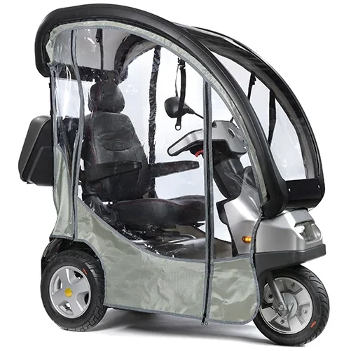 Silver Afiscooter S3 Fully Enclosed Canopy Off-Road-Wheels 3-Wheel